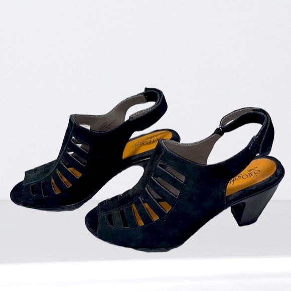 Sofft Shoes - NEW! EuroSoft Vesta Black Open Peep Toe Slingback Heels NWT
